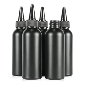 30ML/50ML/60ML/100ML/120ML/150ML/200ML/250ML/300ML Hdpe Black Plastic Bottle With Screw Caps And Sharp Spout Caps