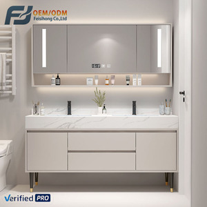 Mueble de Baño Beige 2026 con Doble Lavabo, Espejo LED Antivaho, Gabinete de Pared o de Pie, Gran Espacio de Almacenamiento - Product Image 1