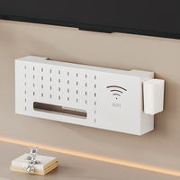 Boîte de rangement murale décorative pour routeur, sans perçage, gain de place, avec support pour télécommande et dissimulateur de câbles