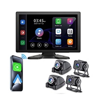 Système d'alerte pour véhicule CarPlay Android 10 pouces 4 canaux Caméra de recul vision nocturne DVR Écran tactile double affichage 1080P Full HD