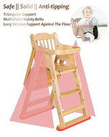 Chaise haute en bois avec plateau bébé chaise haute enfants tabouret haut chaise de salle à manger pour bébés et tout-petits Portable