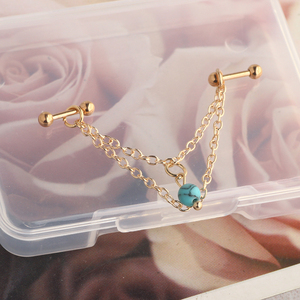 Piercing en acier inoxydable pour hélix, cartilage, tragus, daith, <span class=keywords><strong>conch</strong></span>, avec pendentif chaîne et perle, 16g - Product Image 6