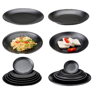 Platos de plástico redondos de melamina irrompibles de 8 10 12 pulgadas de color negro mate estilo restaurante coreano japonés para <span class=keywords><strong>comida</strong></span> para fiestas - Product Image 4