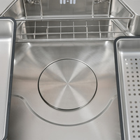 Évier de cuisine moderne portable à poser sur le comptoir, à cuve unique, en acier inoxydable, multifonction, avec robinet