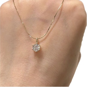 Round Brilliant Cut Diamond Necklace Pendant14K 18K <b>Solid</b> <b>Gold</b> <b>Pendant</b> DEF VS VVS Lab Diamond Jewelry - Product Image 1