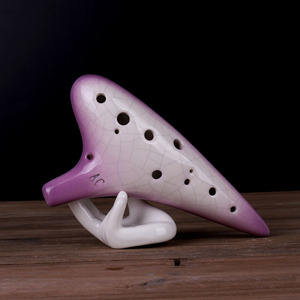 Ocarina de Cerámica de 12 Orificios en Do Alto con Esmalte Degradado Craquelado, Instrumento Musical Folclórico, para Enseñanza Musical y Recitales, Suministro al por Mayor - Product Image 3