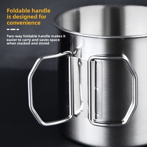<b>Camping</b> Outdoor Tableware 304 Stainless Steel Cup with Folding Handle Stainless Coffee Mug Metal Drinking Cup Small Shot - Product Image 4