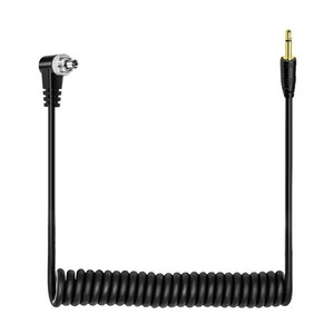 สายเคเบิลขดสำหรับเชื่อมต่อแฟลชกล้องแบบ PC ถึง 3.5 มม. ความยาว 30-100 ซม. - Product Image 1