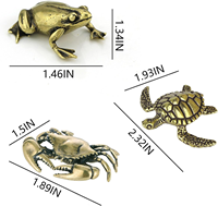 Modèles d'animaux en laiton : Crabe, Tortue, Grenouille, Tortue de mer – Statues vintage de collection, couleur personnalisée, décoration 3D pour la maison