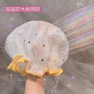 Zenidoo Bonnet de Douche Luxe Ciel Étoilé Double Couche Épaissi Imperméable en PE pour Femme, Anti-Huile, Anti-Poussière, Maquillage, Cuisine - Product Image 4