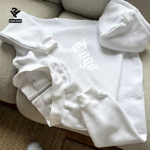 Felpa con Cappuccio <span class=keywords><strong>Oversize</strong></span> Personalizzata con Stampa a Rilievo, Alta Qualità in <span class=keywords><strong>Pile</strong></span> con Zip, Abbigliamento Sportivo da <span class=keywords><strong>Donna</strong></span> - Product Image 4