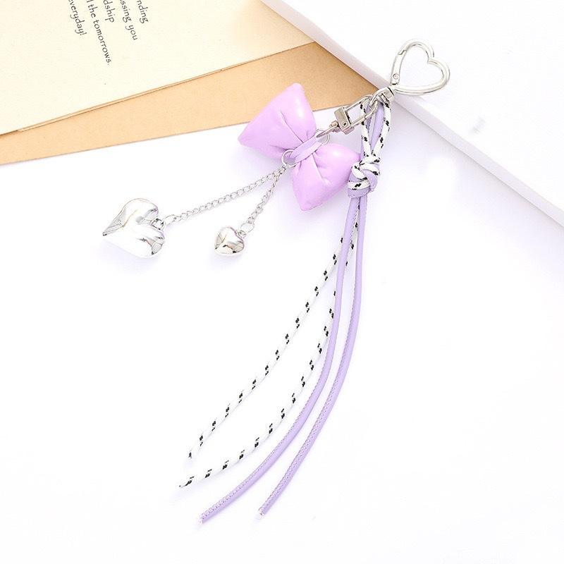 Leather Rope + Woven Pendant Purple Bow