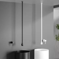 Robinet de lavabo à bec verseur en or brossé de style moderne Robinet de bain monté au plafond avec goutte d'eau Noyau en céramique en laiton
