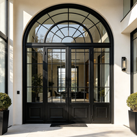 Porte d'entrée classique rétro en acier massif de style français, taille personnalisée, isolée, économie d'énergie, prévention des incendies, porte française en acier