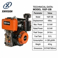 Moteur diesel 192F de 12 CV de puissance maximale, 500 cm³, refroidi par air, 4 temps, pour motoculteur et cultivateur de terrains bruts de modèle 150 à usage intensif