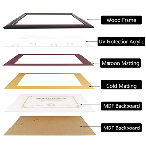 Mondon rắn gỗ Cherry A4 8.5*11 giấy chứng nhận tốt nghiệp bằng tốt nghiệp khung với Vàng TRIM - Product Image 5