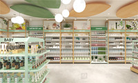 Meubles de magasin de cosmétiques personnalisés, étagères d'exposition en bois pour les produits de soin de la peau, étagères d'exposition pour pharmacie, étagères d'exposition pour la décoration intérieure des pharmacies
