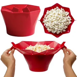 Nuovo silicone pieghevole secchio per popcorn in silicone per uso domestico scatola per popcorn resistente alle alte temperature strumenti per popcorn fatti in casa