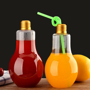 Wholesale Unique for Lamp Bulb Shape 360ml Custom Juice Beverage <b>Plastic</b> <b>Drink</b> Bottle with Lid Screen Printing BPA Free - Product Image 4