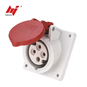 IP44 Flush Mounted 4 Pin Inclined Industrial Power Socket 380V 16A