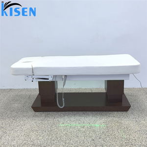 Kisen Multifunctional 4 Motor Electric Beauty Bed With Wooden Base LED Light Adjustable Armrests Customized Color and Plug - Product Image 2