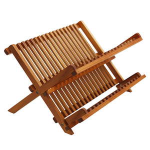 ชั้นวางจานไม้สักแบบพับได้สองชั้นสำหรับวางจาน ถ้วย ตะเกียบ - Product Image 5