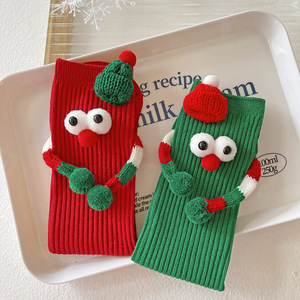 Nouveauté Noël 2024 Chaussettes 3D Stéréoscopiques à Motifs Visuels 100% Coton Rouge Vert Cadeau pour Couples Mignonnes à Empiler Mi-mollet Hiver - Product Image 1