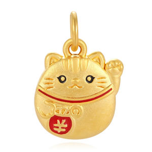 Style chinois 24k or dur or pur pendentif en forme de chat chanceux pendentif en or pur accessoires de bijoux haut de gamme - Product Image 1