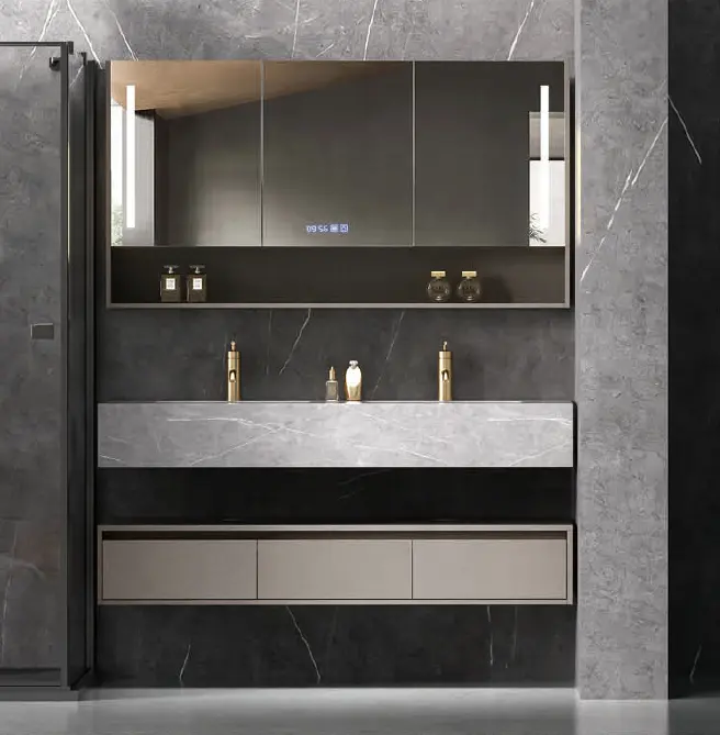 Luxus-Badezimmers chrank aus Sperrholz mit schlag festem Spiegel waschbecken