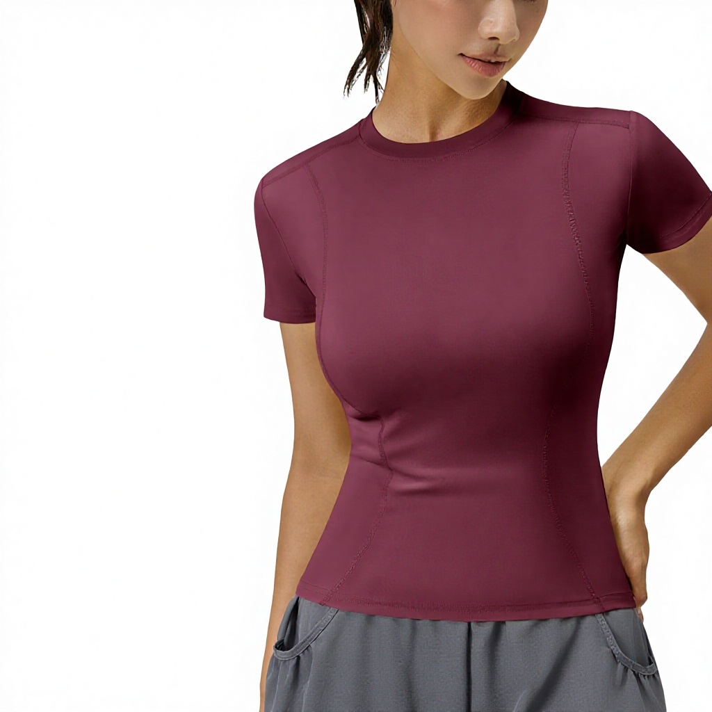Four Sided Elastic Short Sleeved Yoga Top for Women, Slim Fit Exercise, Running, Sweat Absorption, Tight Fitting Exercise, T
