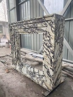 Cheminée en marbre Calacatta Viola d'Italie, sculptée à la main, en pierre, autoportante, pour chauffage intérieur et décoration