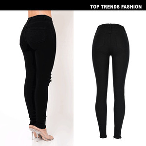 Vente en gros colombien Push up jean taille haute skinny déchiré jean pour femmes <span class=keywords><strong>2022</strong></span> Stretch trou crayon pantalon blanchi Denim jean - Product Image 3