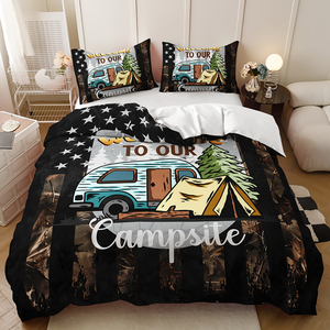 Housse de couette d'<span class=keywords><strong>hiver</strong></span> en tissu microfibre imprimée en 3D avec motif de camping-car de dessin animé, ensemble de trois pièces, utilisation domestique - Product Image 6