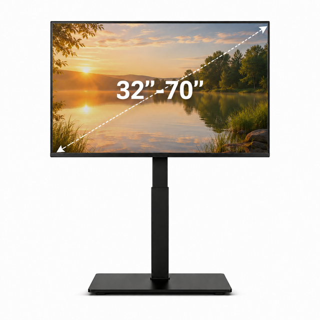 Factory Wholesale Modern Swivel MAX VESA 600*400mm Steel Rolling TV Stand Wireless RF Remote Control 60KG Load Capacity 32"-70"