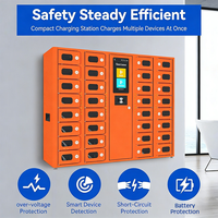 Casier de recharge intelligent à 32 compartiments avec reconnaissance faciale, mot de passe et carte IC, stockage haute densité pour téléphones portables, idéal pour les écoles et les bureaux