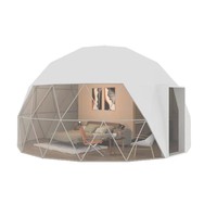 Dôme géodésique de luxe pour hôtel en plein air, tente de glamping quatre saisons avec tissu PVC, hébergement en dôme de resort