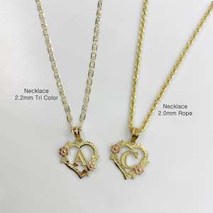 Duyizhao kalung liontin Valentine cinta hati mawar alfabet huruf inisial hati emas 14k hadiah untuk wanita anak perempuan - Product Image 2