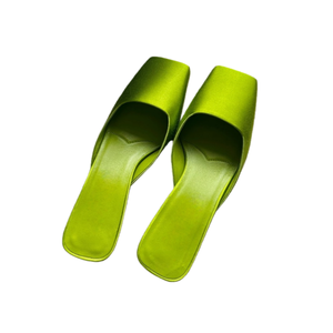 Sandalias de Verano para Mujer, Elegantes y Sensuales, de Satén de Lujo, con Punta Cuadrada y Tacón Triangular, Forro de Cuero Genuino - Product Image 2