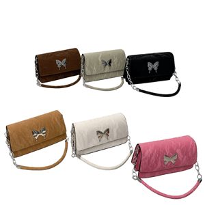 25 Bolsos de Hombro de Cadena Individual con Diseño de Mariposa, Bolsos de Mano de Cuero PU para Mujer, Bolsos de Moda al por Mayor - Product Image 1