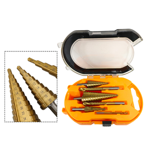 Juego de 6 brocas escalonadas de titanio HSS con vástago hexagonal, cortador de orificios de varios tamaños con estría espiral para ensanchar y ranurar en trabajos de madera - Product Image 4