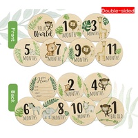 Cartes de développement mensuel en bois pour bébé, cadeau de naissance, disques en bois pour bébé, étape importante de la grossesse, animaux, nouveau-né