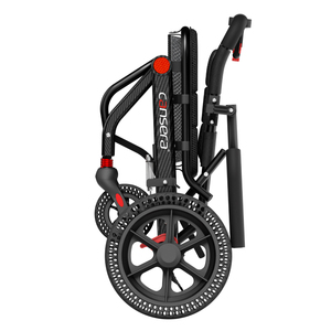 Fauteuil roulant pliable en alliage d'aluminium léger avec roues alvéolées de 12 pouces, coussin de siège en maille respirante et panier, capacité de 100 kg - Product Image 6