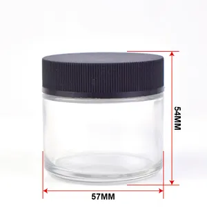 2 Oz FL Clear Glass Straight Sided Container Smell Proof Airtight Child Resistant Glass Jar 3.5g 1/8oz