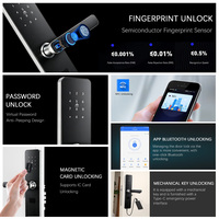 Serrure de porte intelligente en acier inoxydable 304 avec empreinte digitale, application TTlock, mot de passe, carte IC, poignée de verrouillage pour porte en bois, appartement, maison
