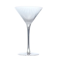 Verre à Martini Cannelé Vertical en Gros, Verre à Cocktail à Long Pied Argenté Électroplaqué pour Décoration de Table de Fête, Verre à Whisky