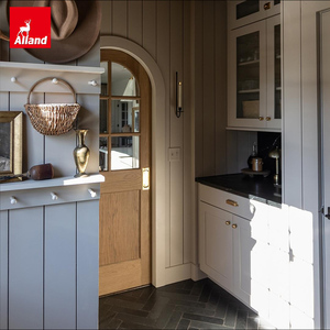 Porte de garde-manger dissimulée en <span class=keywords><strong>bois</strong></span> de noyer moderne sur mesure 2026, style français, double arche, avec verre, pour villa - Product Image 5