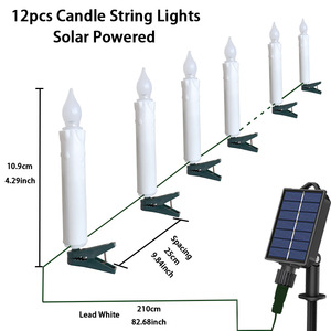 Năng lượng mặt trời <span class=keywords><strong>LED</strong></span> Clip <span class=keywords><strong>String</strong></span> ánh sáng 2M 12 nến 1m 10led 2m 20LED 3m 30LED nến trắng cho Giáng sinh trang trí kỳ nghỉ Đảng IP65 - Product Image 4