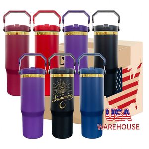 Gold Plated Underneath 30oz <b>Coffee</b> Travel Mugs Vacuum Insulated Powder Coated Water <b>Bottle</b> with Flip Straw - Product Image 2