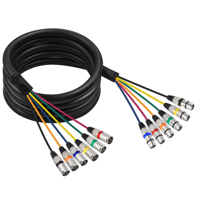 Bochara 6 Channel XLR Snake Cable Male to Female OFC Audio Foil Shielded for Broadcasting Recording 1m 2m 3m