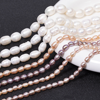 Bijoux en perles d'eau douce en forme de riz rose blanc naturel en gros perles en vrac de haute qualité pour la fabrication de colliers et de bracelets à faire soi-même